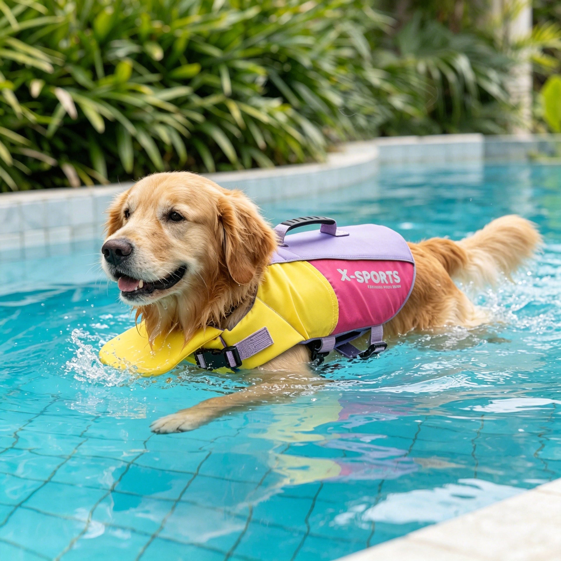 Pet dog leashable life jacket swimsuit - small, medium, and large breed life vest - 26 color block swimsuit