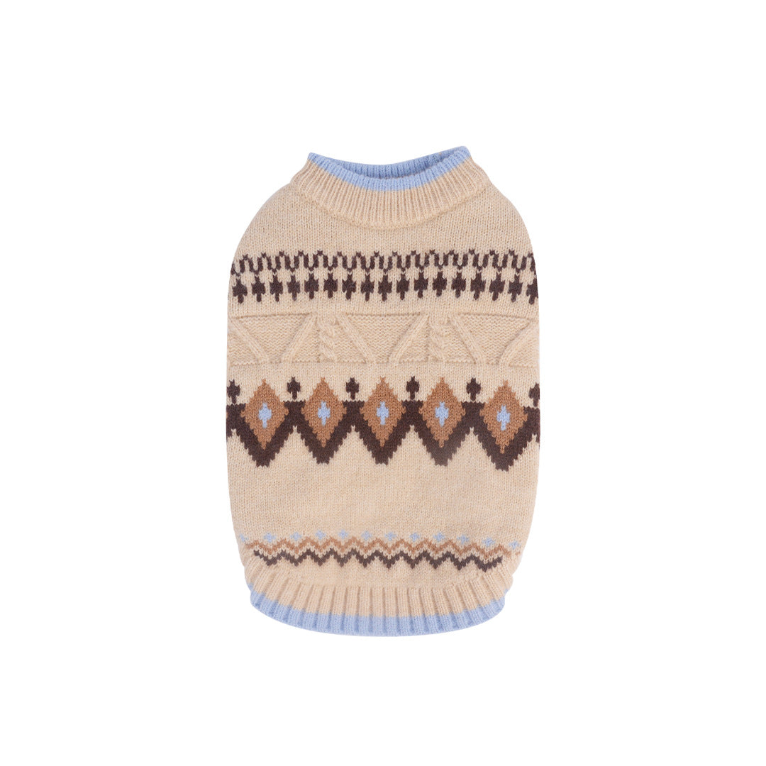 pet Fall Winter Warm Schnauzer Bichon Knitted Color Match Two Leg Sleeveless Sweater