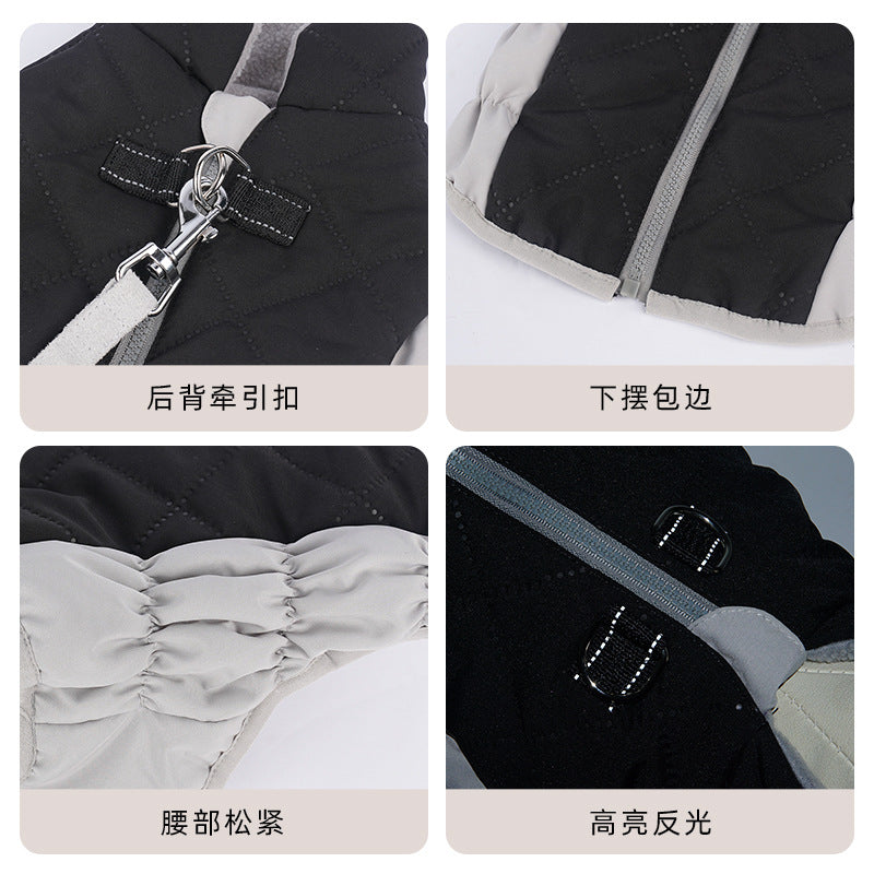 Cross Border Thickened pet Warm dog Cotton Jacket Waterproof Vest Sleeveless Leash-friendly