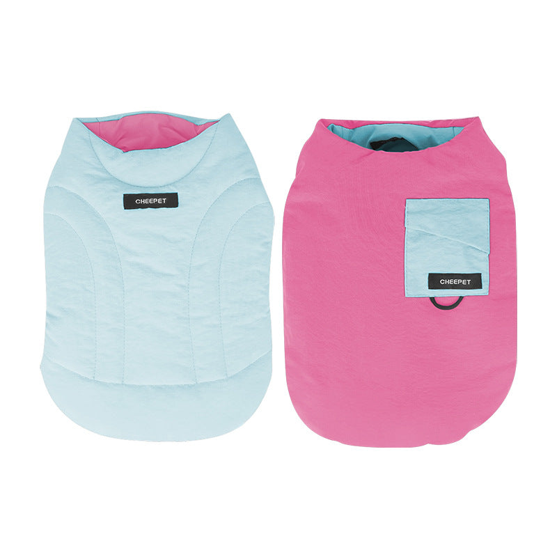 pet Fall Winter dog Maltese Small Dogs Color Block Cotton Jacket Vest Warm