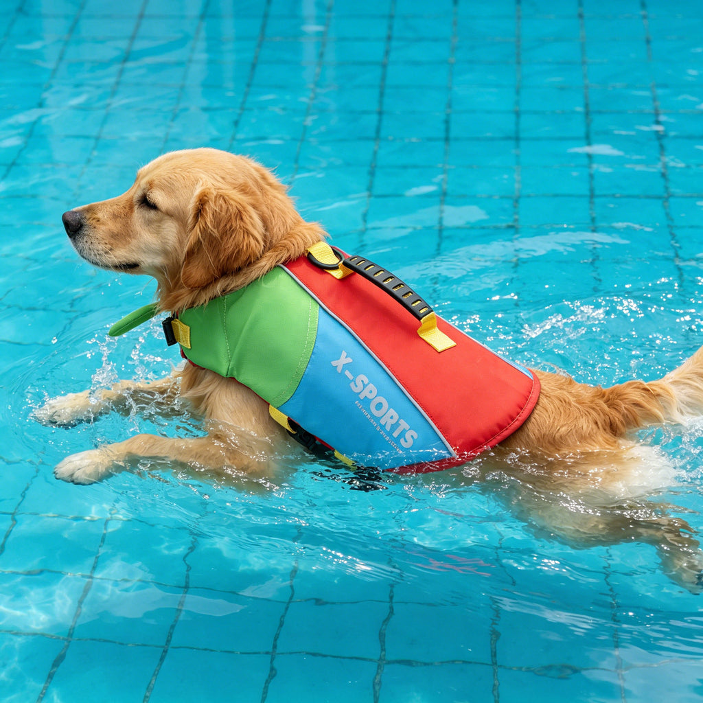 Pet dog leashable life jacket swimsuit - small, medium, and large breed life vest - 26 color block swimsuit