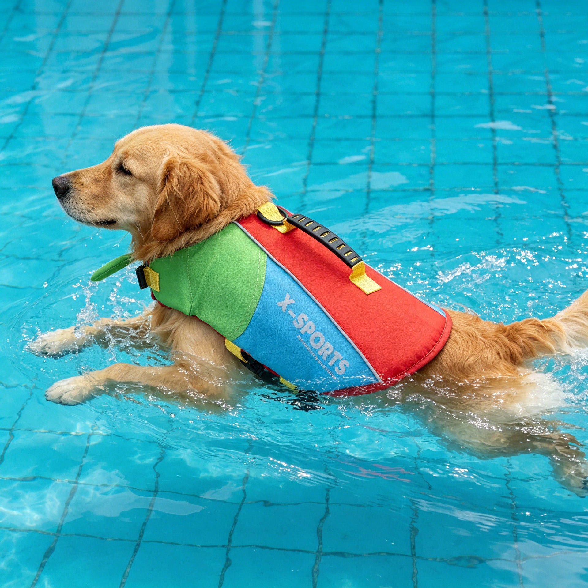 Pet dog leashable life jacket swimsuit - small, medium, and large breed life vest - 26 color block swimsuit
