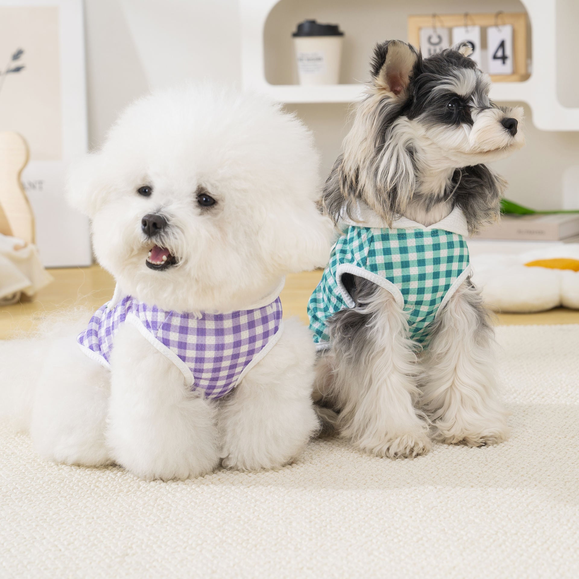 Pet clothes dog cat clothes pet apparel spring summer new pet vest 26 bow plaid t-shirt