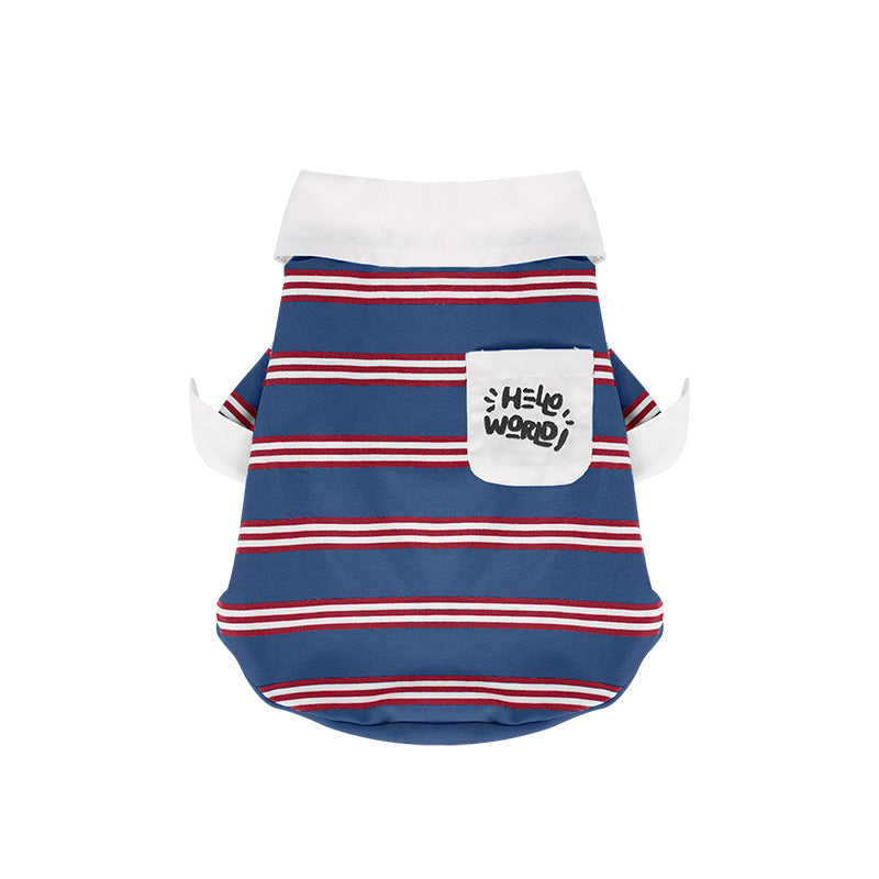 pet Four Season Striped Lapel Base Layer Poloschnauzer Corgi Fashion dog Clothes Wholesale