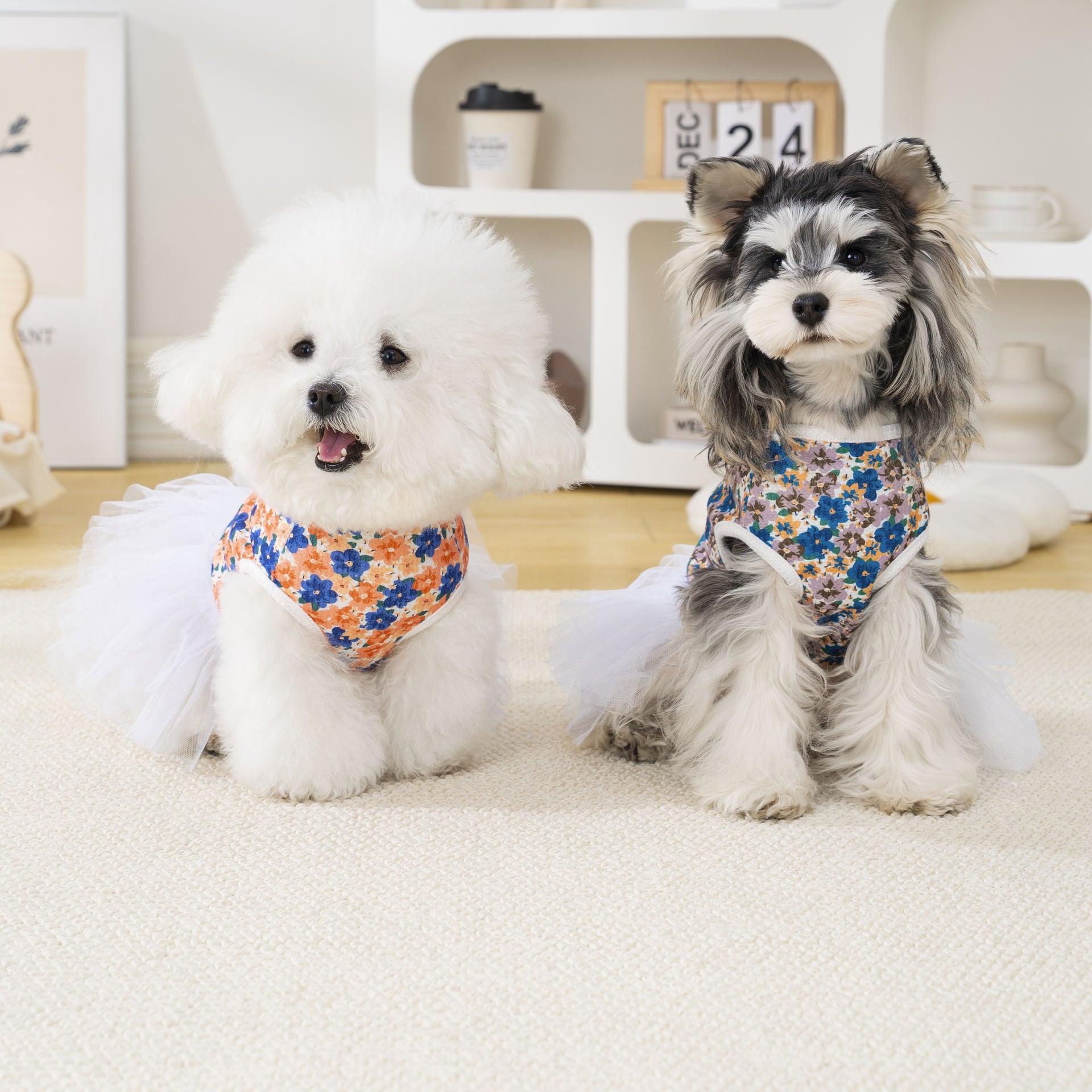 Pet apparel breathable pet clothes dog clothes dress spring/summer new arrival 26 floral print tulle dress