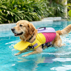 Pet dog leashable life jacket swimsuit - small, medium, and large breed life vest - 26 color block swimsuit