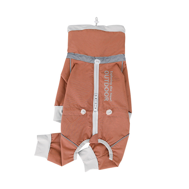 pet Raincoat Fall Winter Windproof Waterproof Four Leg Outdoor Windbreaker Schnauzer Bichon One Piece Walking