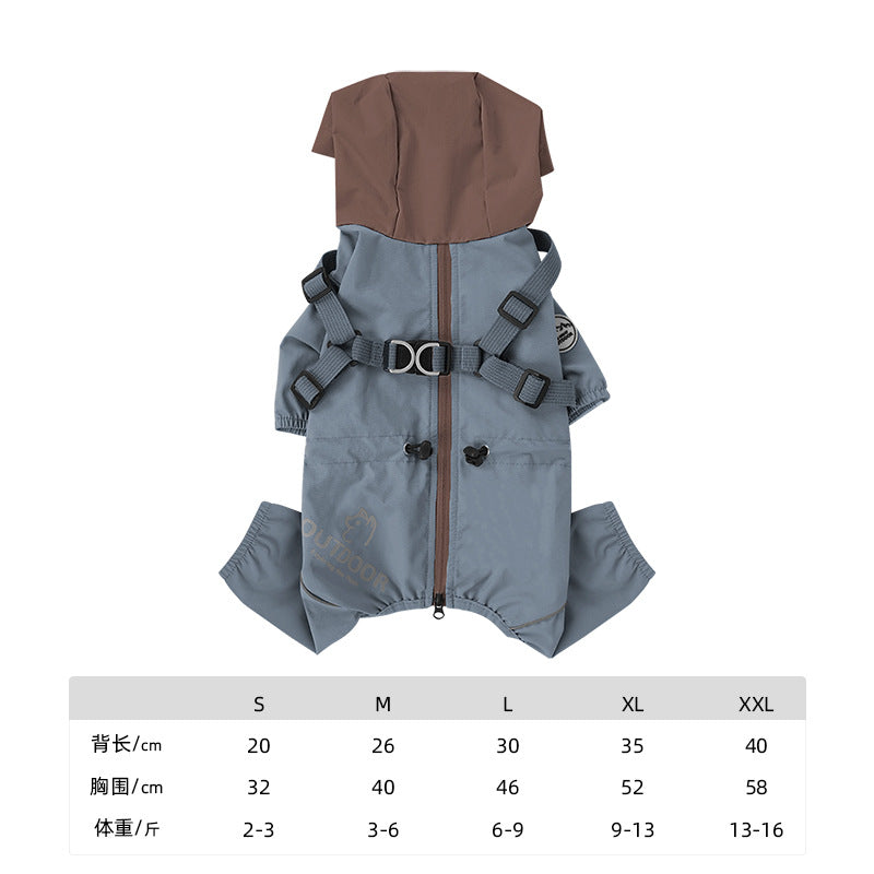 Cross Border pet Clothing dog Raincoat Leash-friendly Waterproof Outdoor Windbreaker