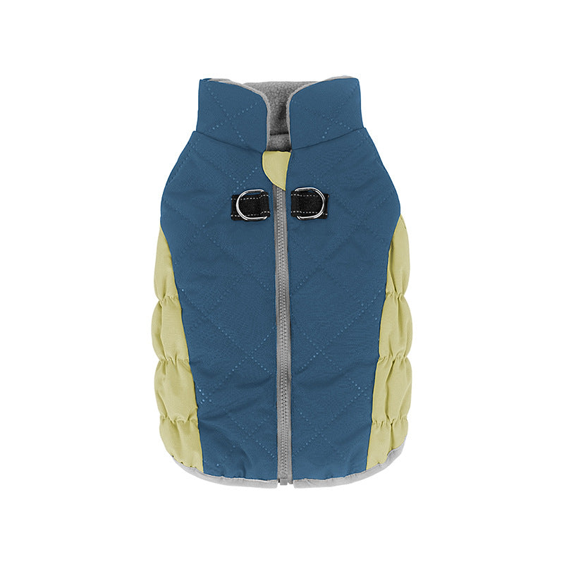 Cross Border Thickened pet Warm dog Cotton Jacket Waterproof Vest Sleeveless Leash-friendly