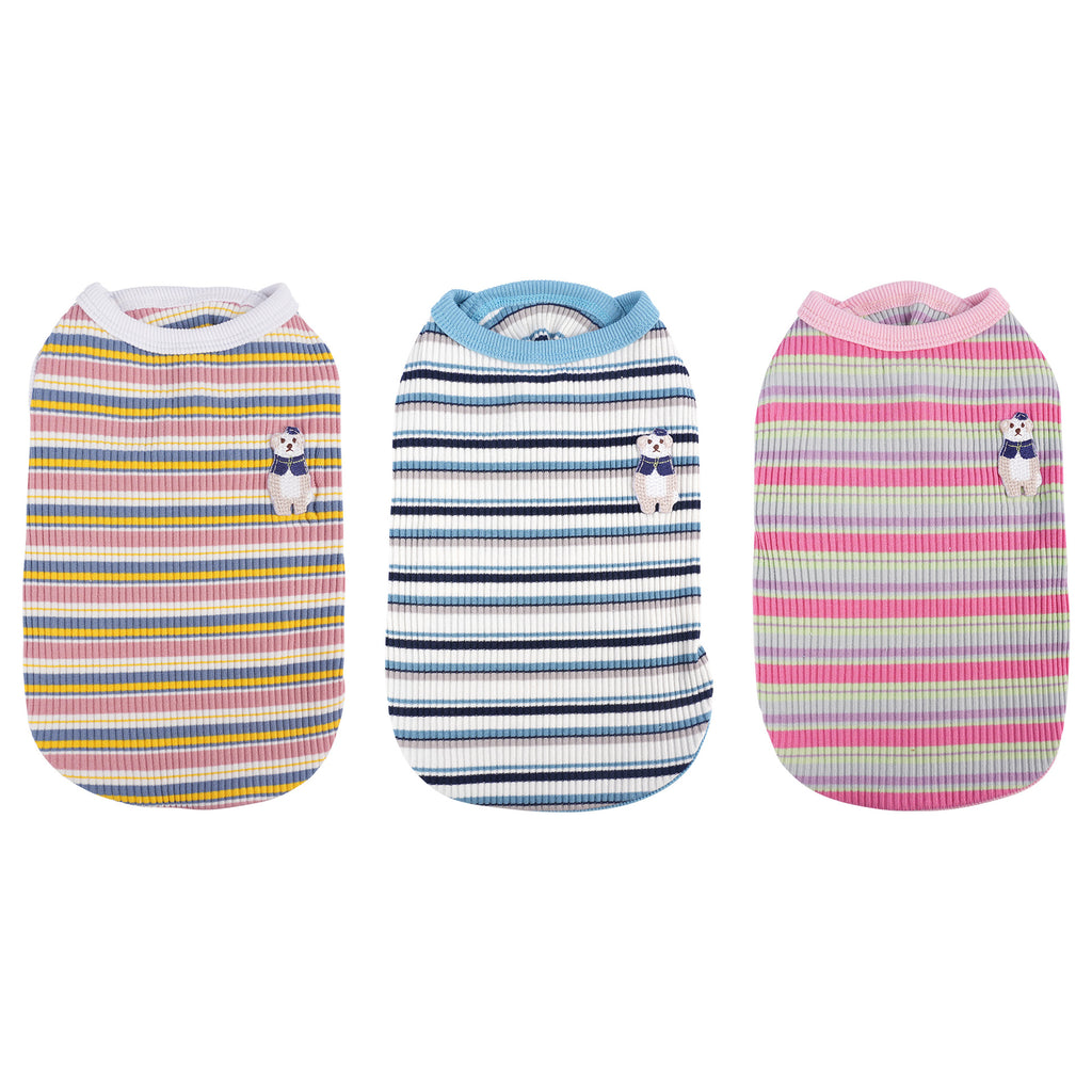 pet Spring Summer Striped Color Match Vest Teddy Schnauzer Bichon dog Clothes Wholesale