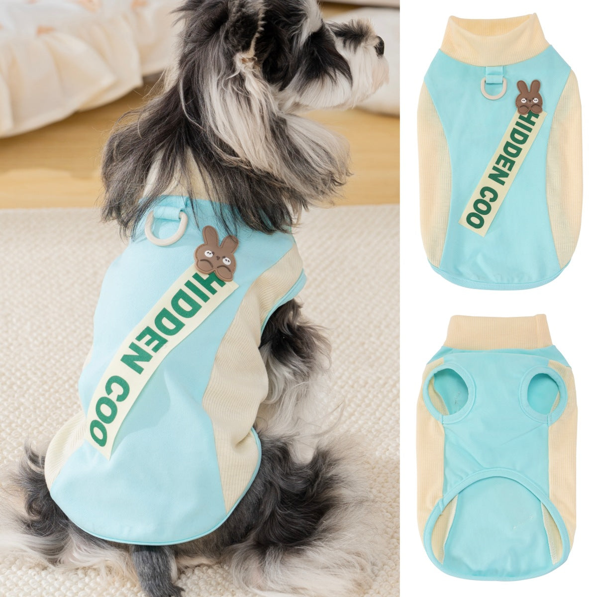 Pet cat & dog clothes - spring/summer lightweight vest for small breeds (bichon, teddy, schnauzer) - color block design, breathable
