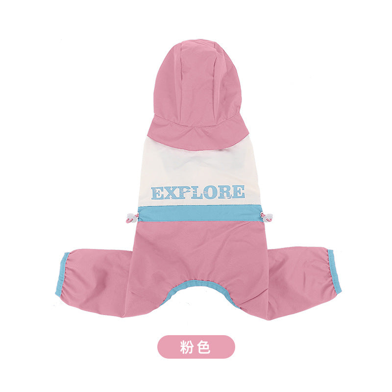 dog Spring Summer Raincoat Color Block Four Leg Walking Teddy Schnauzer Small to Medium Dogs Wholesale