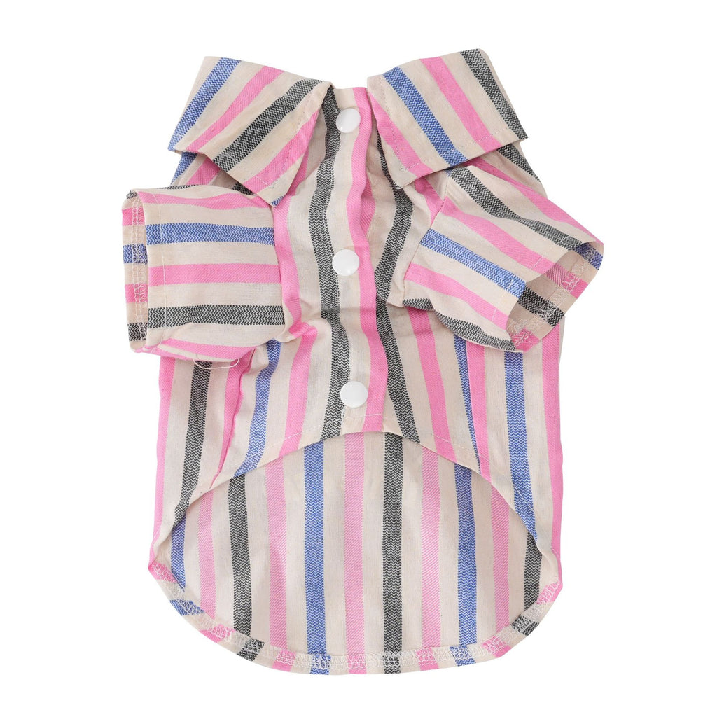 Pet clothes dog cat clothes breathable pet clothing spring and summer new pet 26 doll bear vertical stripe shirt