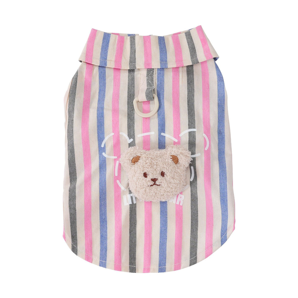 Pet clothes dog cat clothes breathable pet clothing spring and summer new pet 26 doll bear vertical stripe shirt