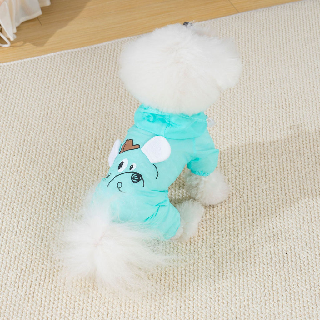 Pet apparel waterproof pet clothes dog clothes four-legged suit spring/summer new 1.3kg color hooded skin suit