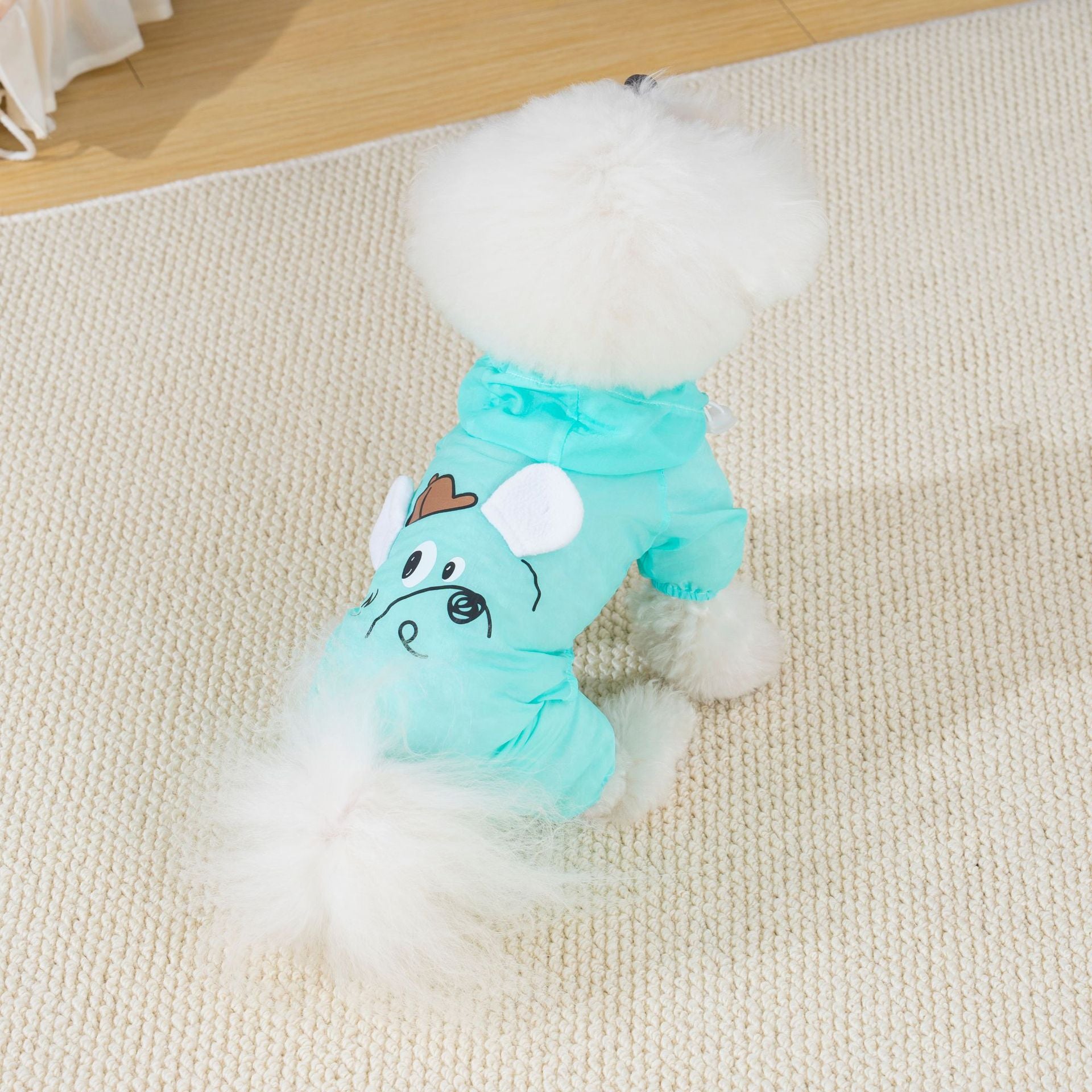 Pet apparel waterproof pet clothes dog clothes four-legged suit spring/summer new 1.3kg color hooded skin suit