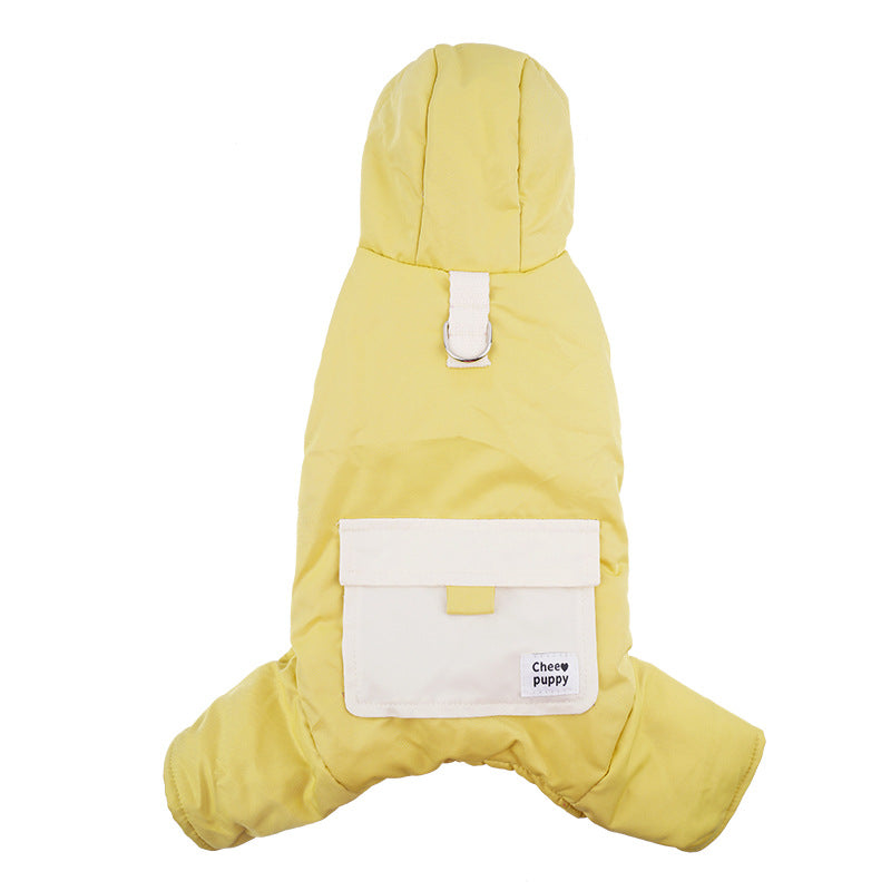 dog Fall Winter Four Leg Cotton Jacket Color Block Leash-friendly Thickened Cotton Jacket Teddy Small Dogs dog Clothes Wholesale