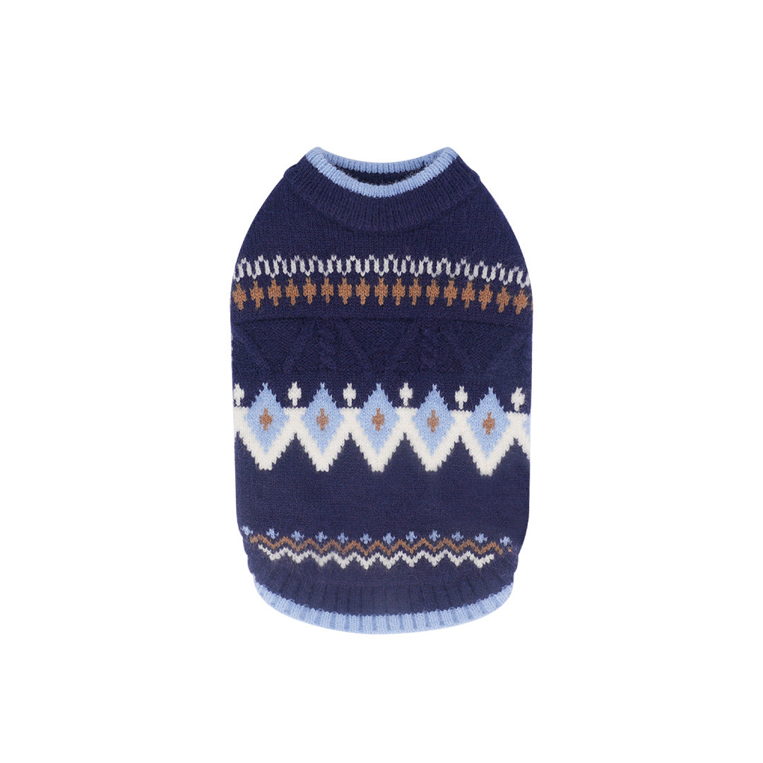 pet Fall Winter Warm Schnauzer Bichon Knitted Color Match Two Leg Sleeveless Sweater