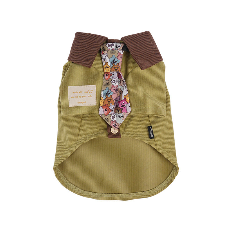 dog Clothes Small Dogs Fall Winter Shirt Lapel dog