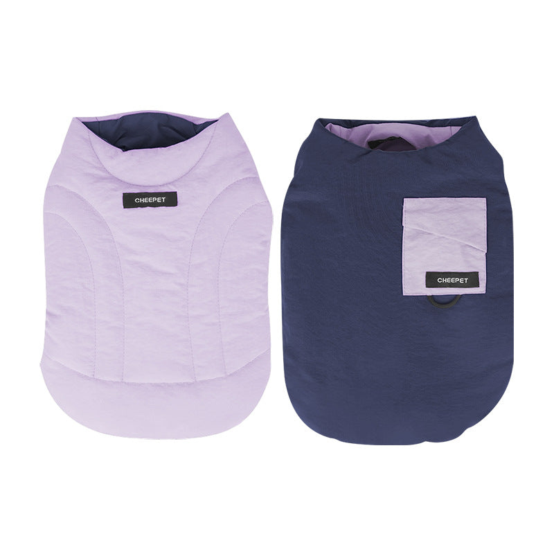 pet Fall Winter dog Maltese Small Dogs Color Block Cotton Jacket Vest Warm