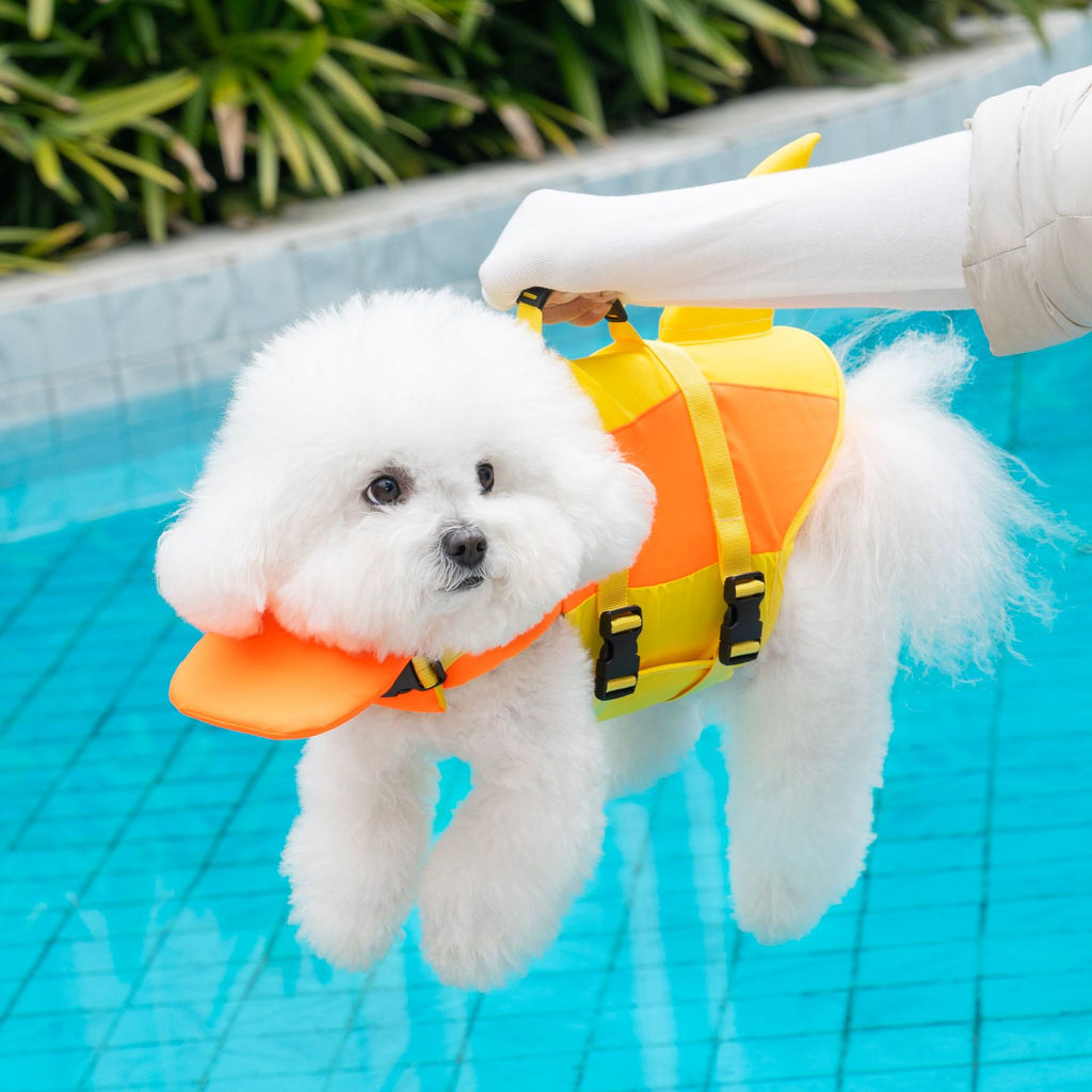 Pet dog leashable life jacket swimsuit - small, medium, and large breed life vest with tail - size 26