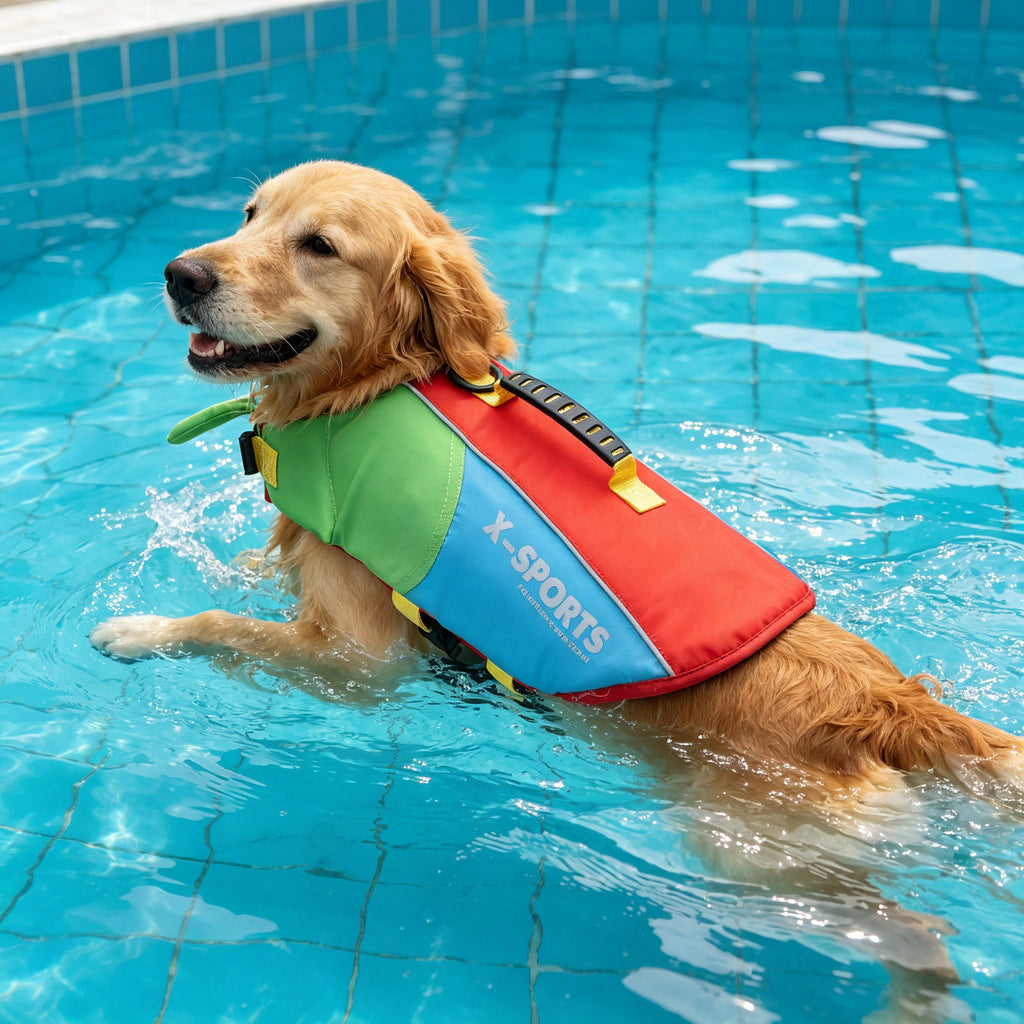 Pet dog leashable life jacket swimsuit - small, medium, and large breed life vest - 26 color block swimsuit