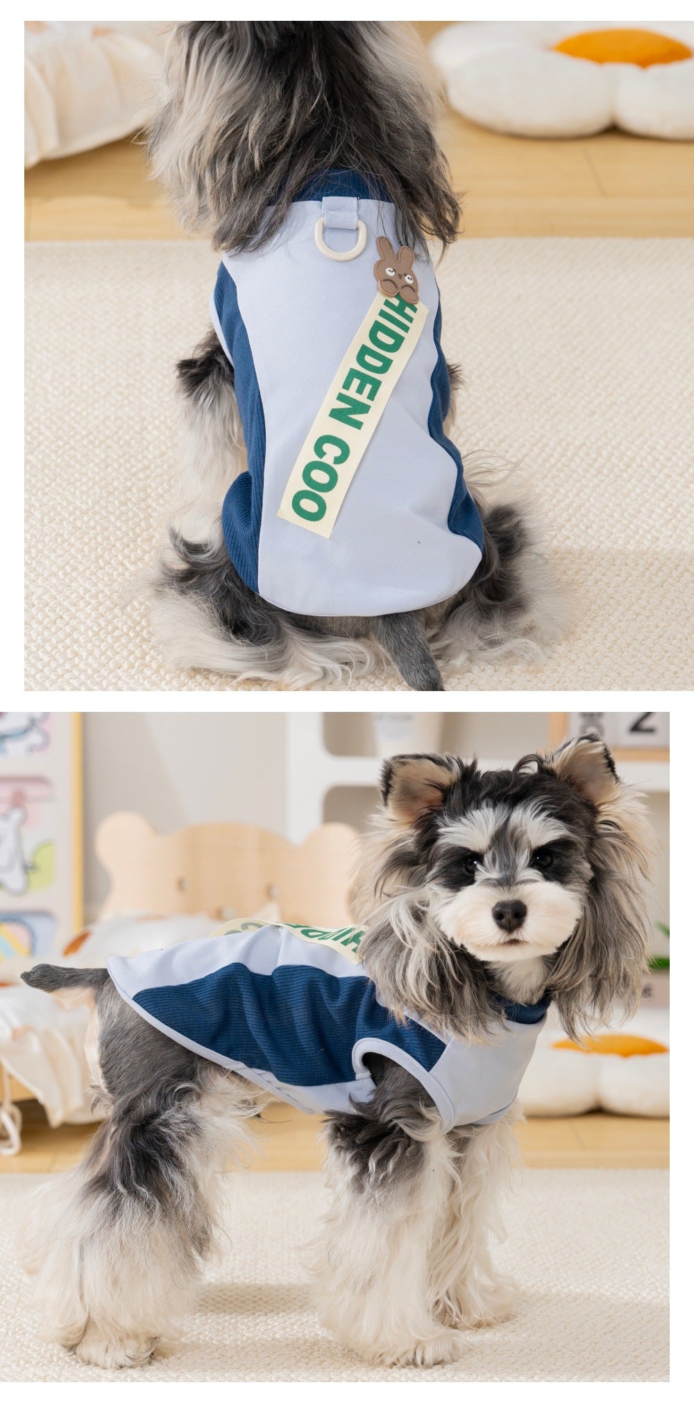 Pet cat & dog clothes - spring/summer lightweight vest for small breeds (bichon, teddy, schnauzer) - color block design, breathable