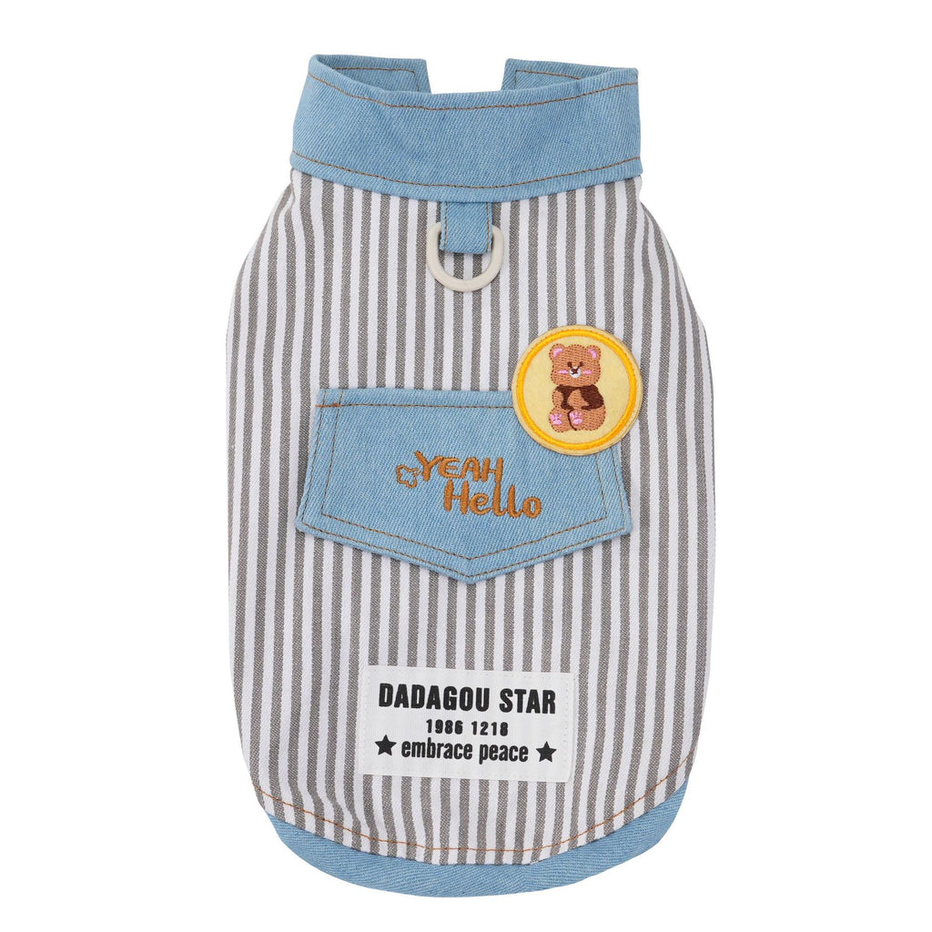 Pet clothes dog cat clothes breathable denim pet clothing spring and summer new pet 26 stripe denim jacket