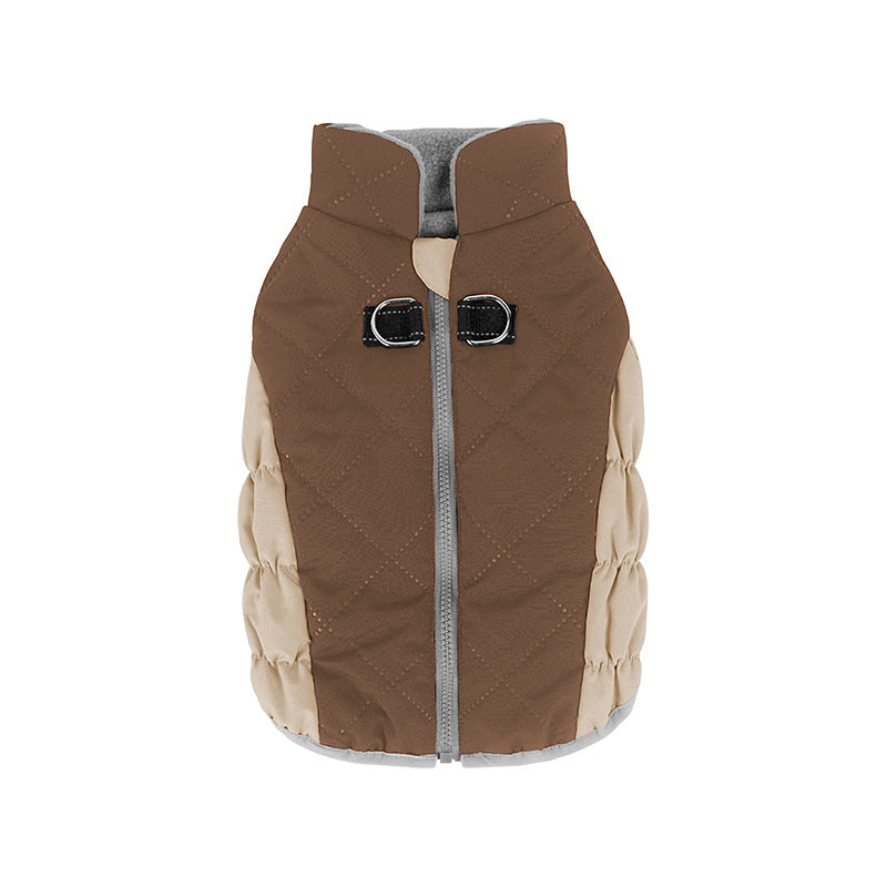 Cross Border Thickened pet Warm dog Cotton Jacket Waterproof Vest Sleeveless Leash-friendly