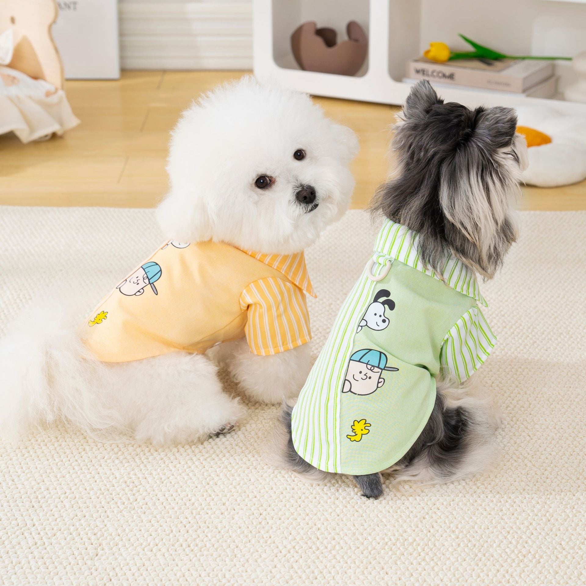 Pet clothes dog cat clothes breathable pet clothing spring and summer new pet 26 fun patchwork shirt