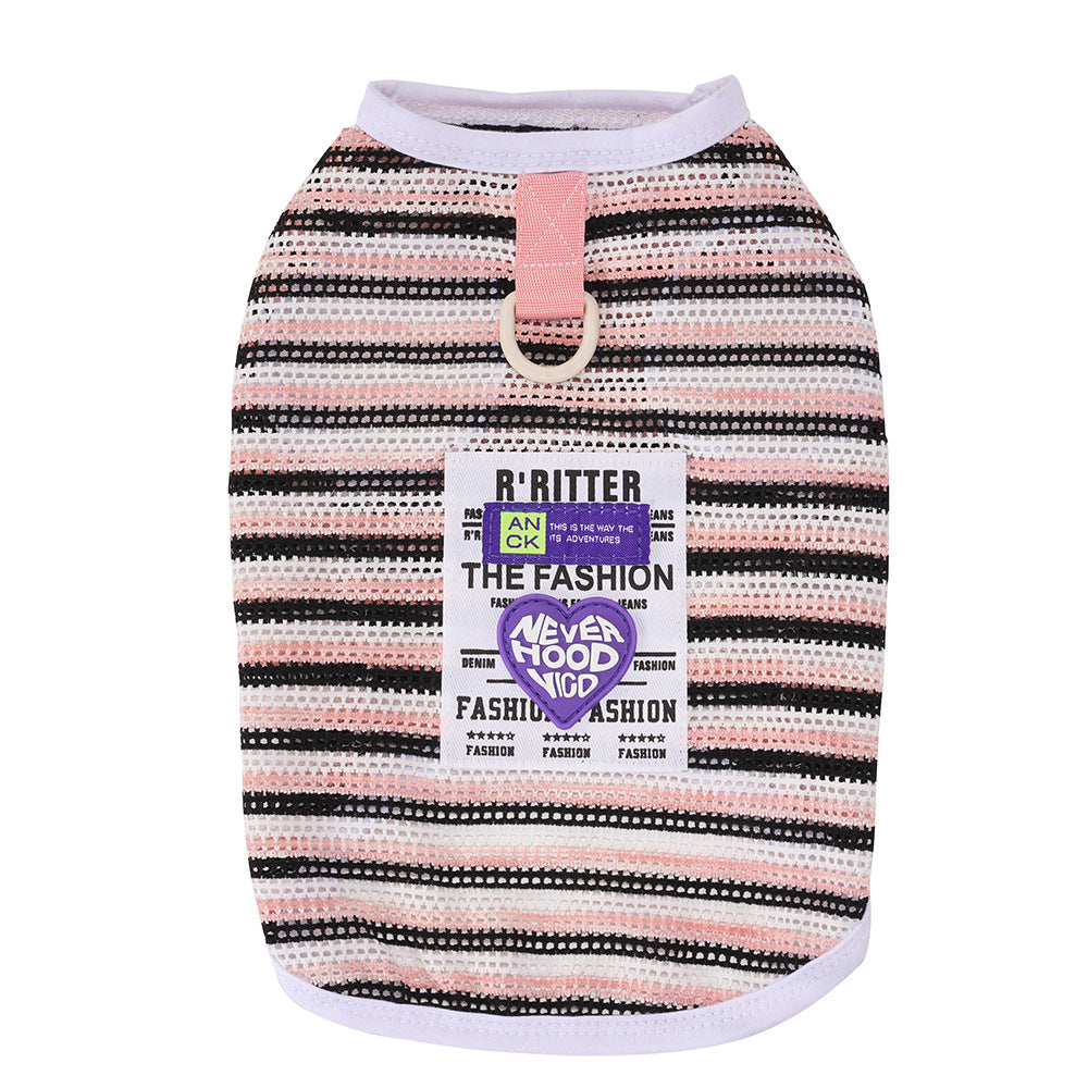 Pet clothes dog clothes pet apparel spring/summer new pet vest 26 korean style mesh striped vest