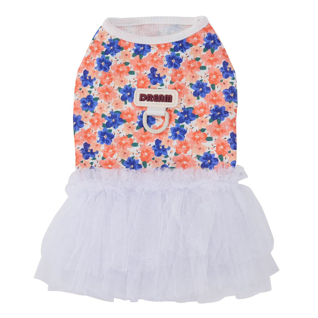 Pet apparel breathable pet clothes dog clothes dress spring/summer new arrival 26 floral print tulle dress