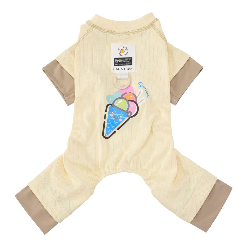 Pet apparel, dog clothes, four-legged outfit, korean style, new spring/summer collection, 26 ice cream print, four-legged design