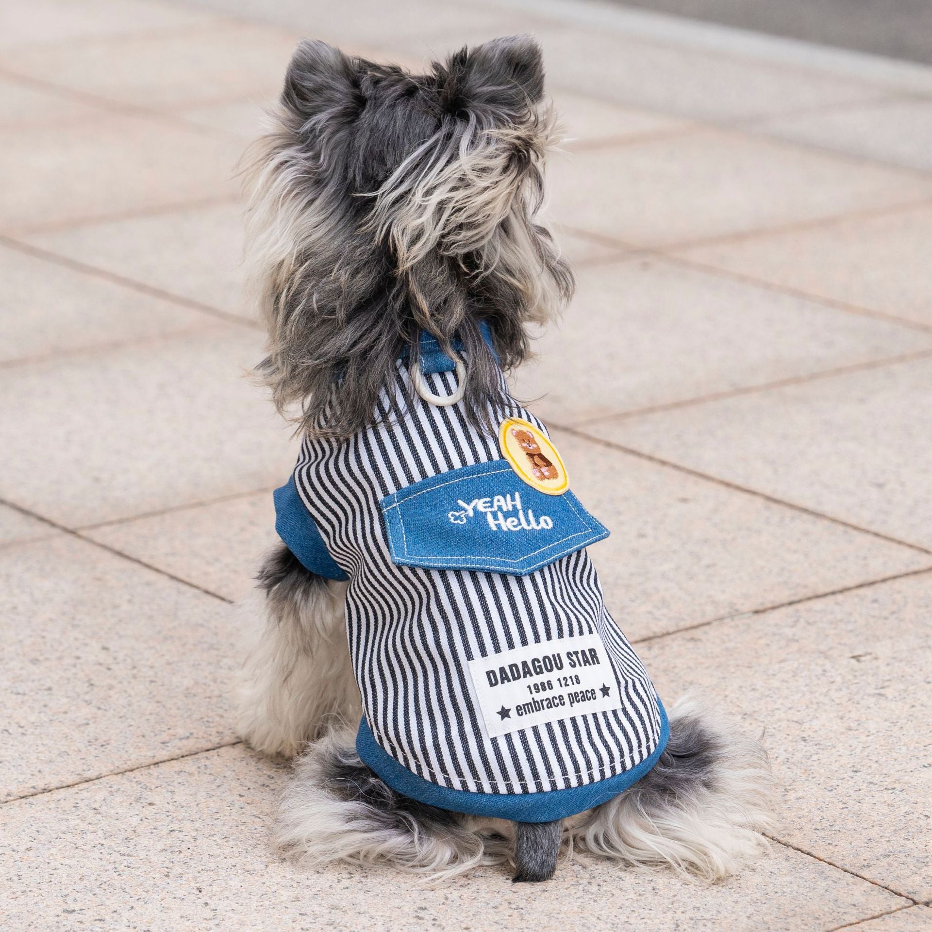 Pet clothes dog cat clothes breathable denim pet clothing spring and summer new pet 26 stripe denim jacket