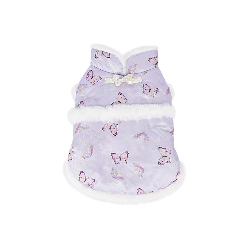pet Fall Winter New Year Schnauzer Teddy dog Thickened Sleeveless Two Leg Cotton Jacket