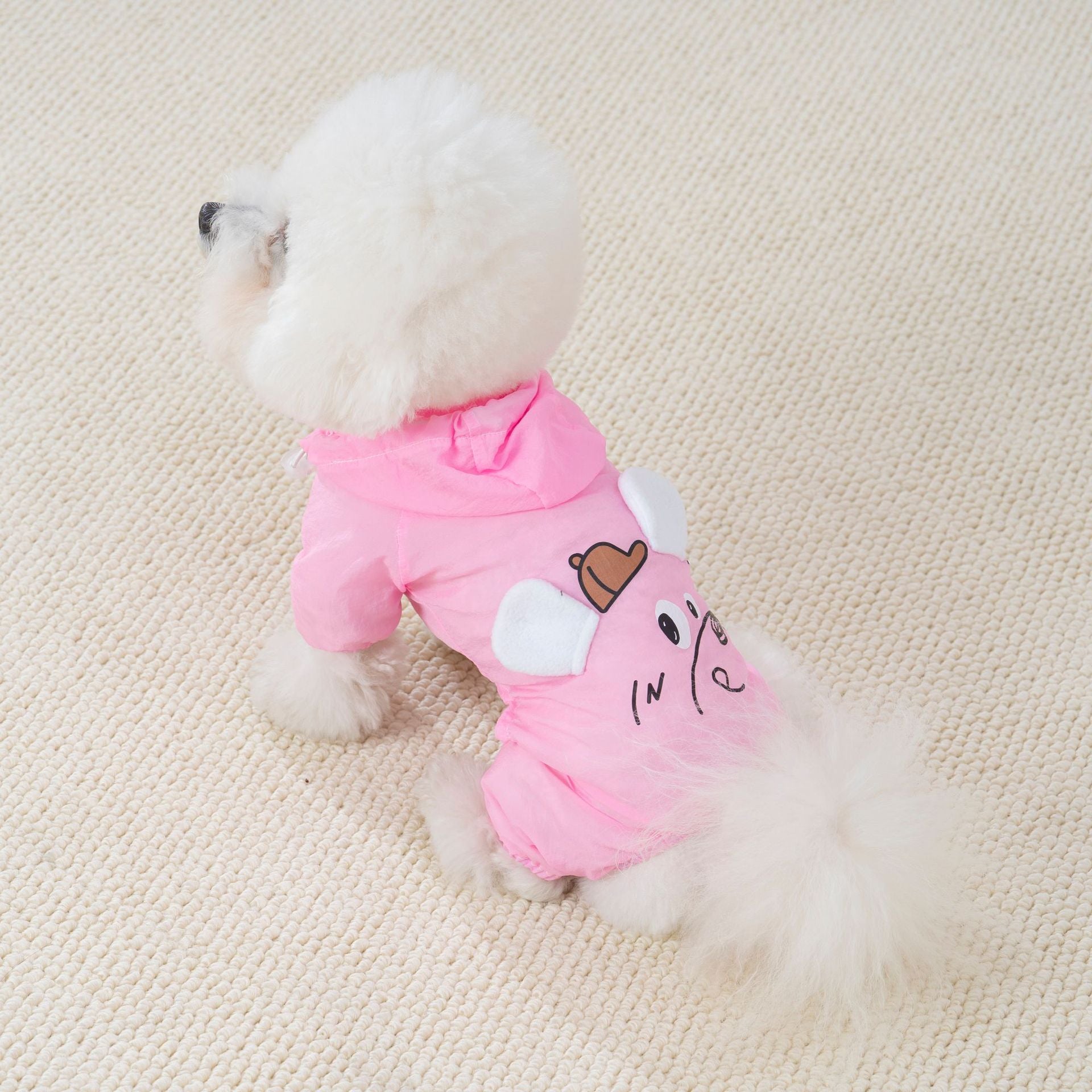 Pet apparel waterproof pet clothes dog clothes four-legged suit spring/summer new 1.3kg color hooded skin suit