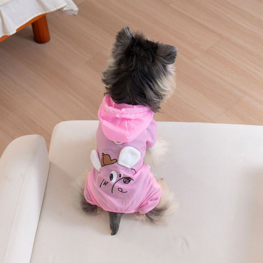 Pet apparel waterproof pet clothes dog clothes four-legged suit spring/summer new 1.3kg color hooded skin suit