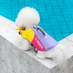 Pet dog leashable life jacket swimsuit - small, medium, and large breed life vest - 26 color block swimsuit