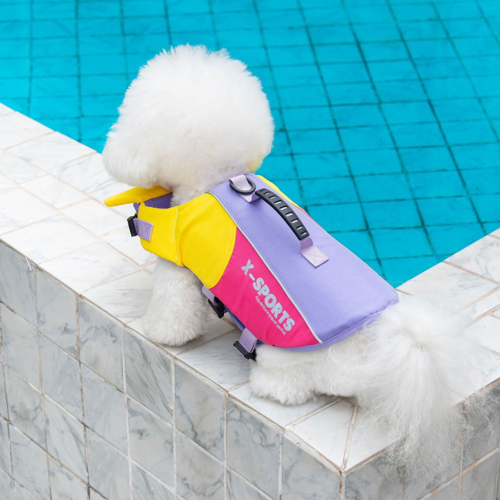 Pet dog leashable life jacket swimsuit - small, medium, and large breed life vest - 26 color block swimsuit