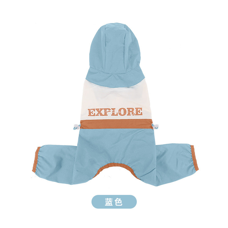 dog Spring Summer Raincoat Color Block Four Leg Walking Teddy Schnauzer Small to Medium Dogs Wholesale
