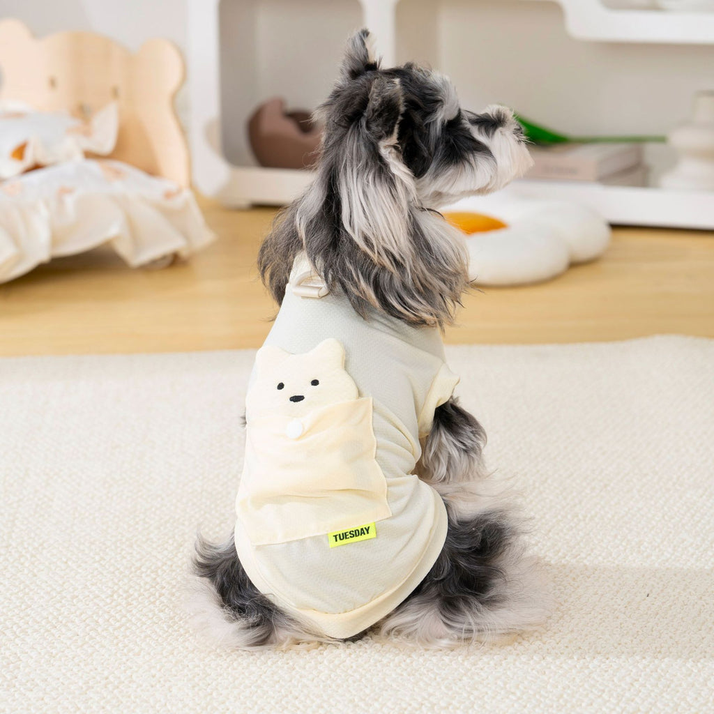 Ice silk lightweight sun protection dog clothes pet clothes cool clothes summer breathable 26 ice silk stereo bear t-shirt