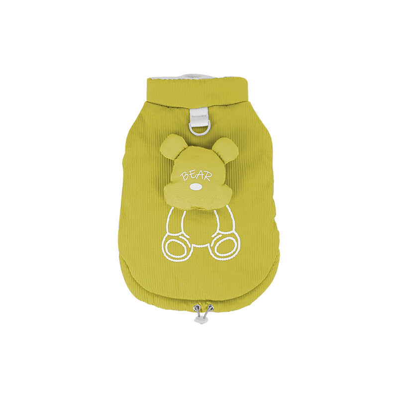 pet Clothes Fall Winter Warm Leash-friendly Cotton Jacket Schnauzer Bichon Sleeveless dog Clothes Wholesale