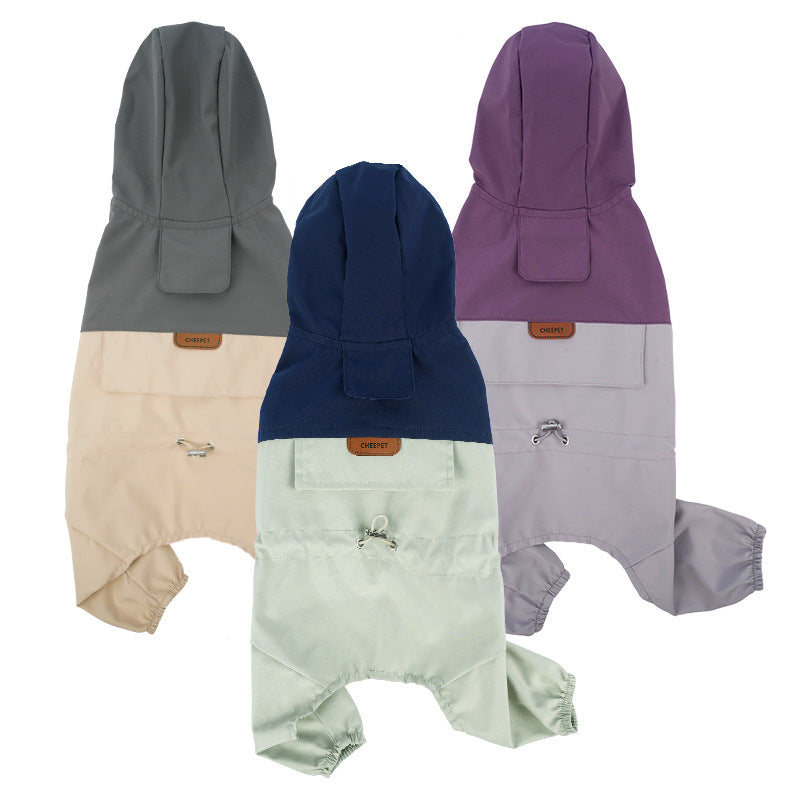 pet Raincoat Waterproof Four-leg Small Medium dog Hooded Wholesale