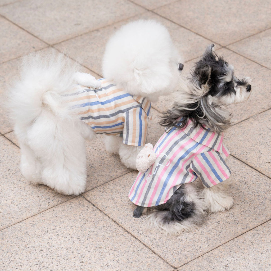 Pet clothes dog cat clothes breathable pet clothing spring and summer new pet 26 doll bear vertical stripe shirt