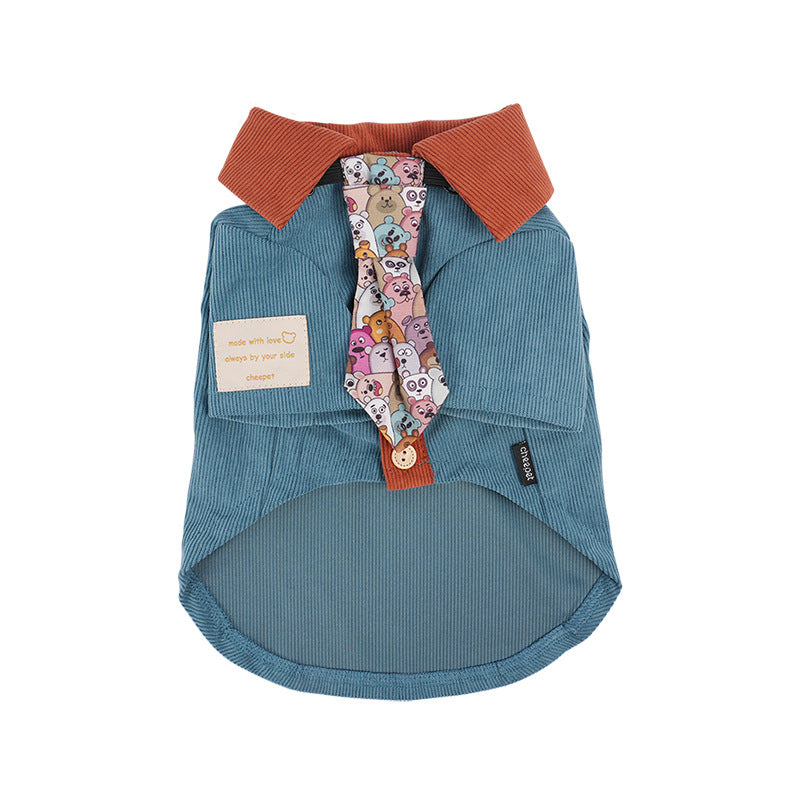 dog Clothes Small Dogs Fall Winter Shirt Lapel dog
