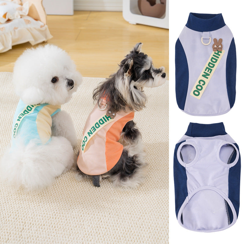 Pet cat & dog clothes - spring/summer lightweight vest for small breeds (bichon, teddy, schnauzer) - color block design, breathable
