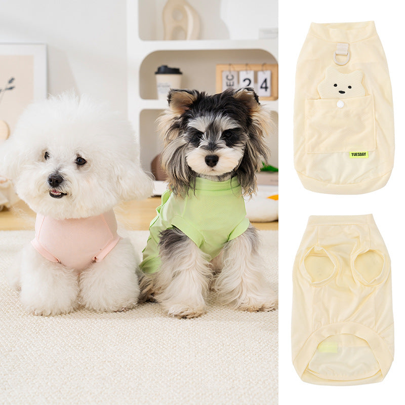 Ice silk lightweight sun protection dog clothes pet clothes cool clothes summer breathable 26 ice silk stereo bear t-shirt