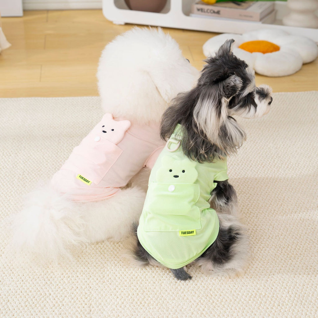 Ice silk lightweight sun protection dog clothes pet clothes cool clothes summer breathable 26 ice silk stereo bear t-shirt