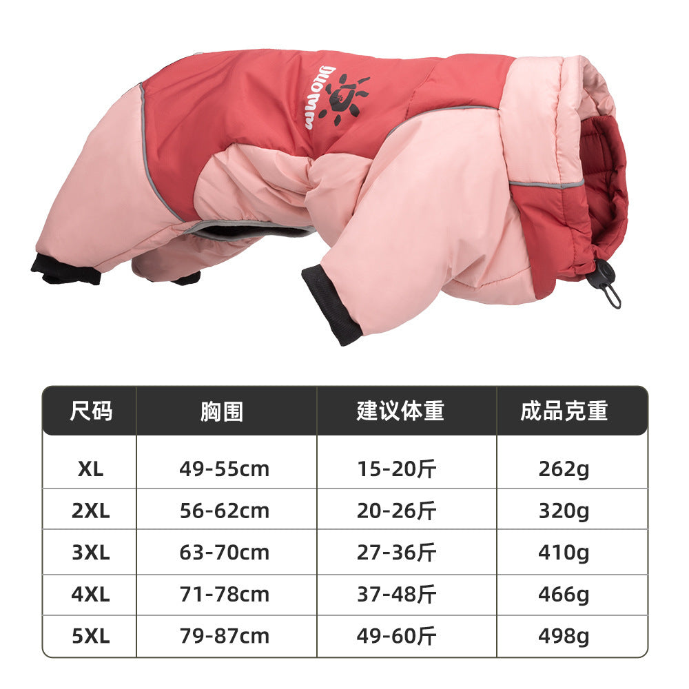 New Winter Waterproof Thickened Full-cover Large dog Four-leg Cotton Jacket