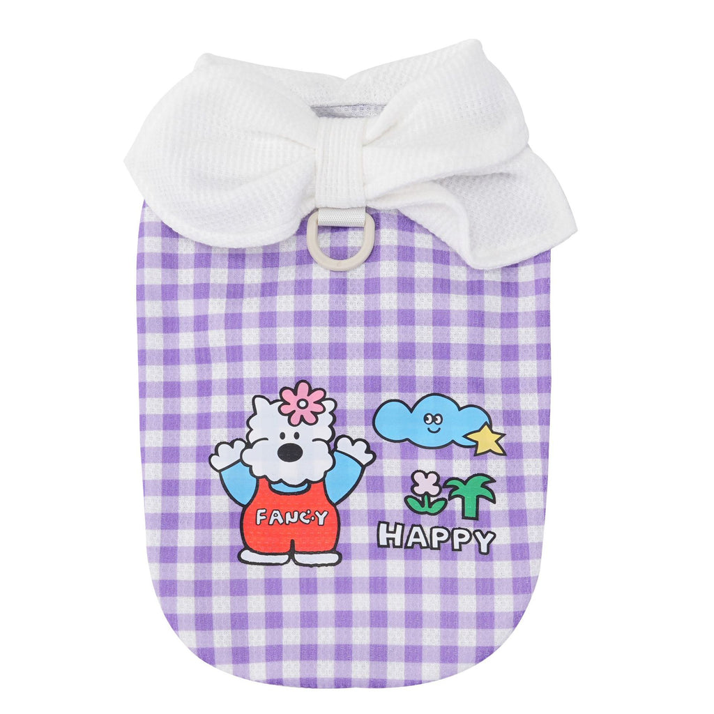 Pet clothes dog cat clothes pet apparel spring summer new pet vest 26 bow plaid t-shirt